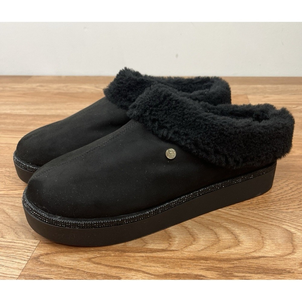 Clean Boss Joy Glamorous Cozy Slippers w/ Orthotic Insoles Black 10 WIDE NEW‎